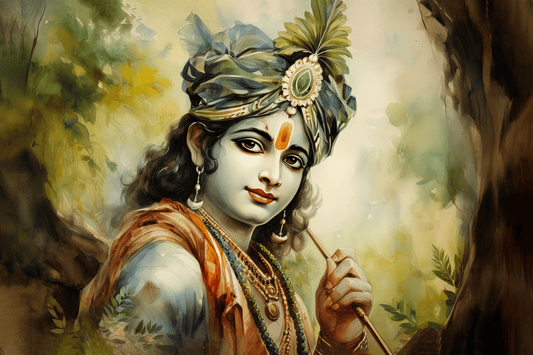 Divine Serenity: Shree Krishna Metal Poster