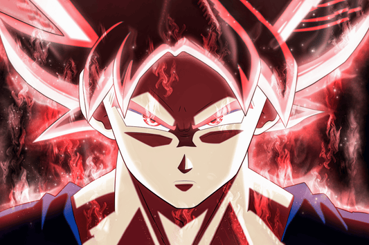 Inferno Aura: Goku Red Energy Metal Poster